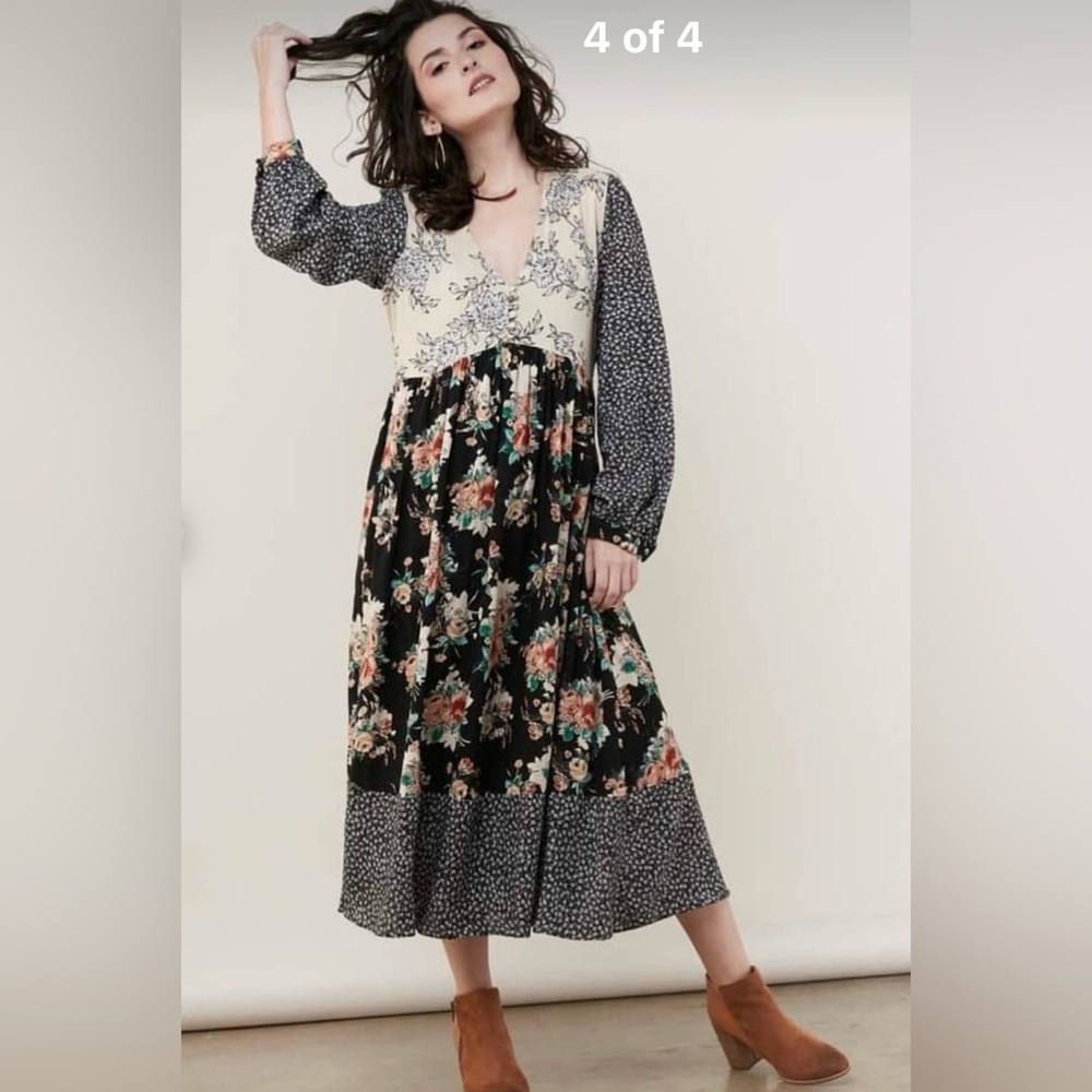 Valija Gitana Floral Patchwork Maxi Dress L